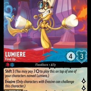DISNEY LORCANA SINGLE CARDS: REIGN OF JAFAR #236: Lumiere – Fired Up (Super Rare 139/204: NM)