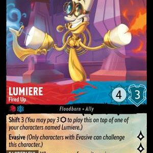DISNEY LORCANA SINGLE CARDS: REIGN OF JAFAR #237: Lumiere – Fired Up (Super Rare Foil 139/204: NM)