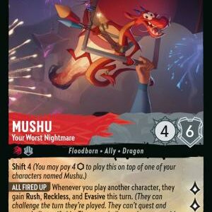 DISNEY LORCANA SINGLE CARDS: REIGN OF JAFAR #283: Mushu – Your Worst Nightmare (Rare Foil 142/204: NM)