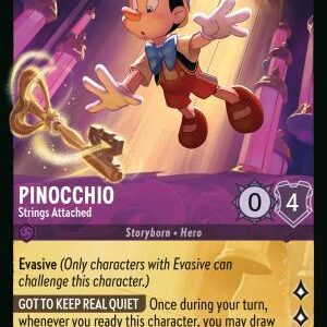 DISNEY LORCANA SINGLE CARDS: REIGN OF JAFAR #311: Pinocchio – Strings Attached (Legendary Foil 61/204: NM)