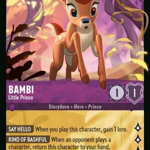 DISNEY LORCANA SINGLE CARDS: REIGN OF JAFAR #33: Bambi – Little Prince (Legendary 63/204: NM)