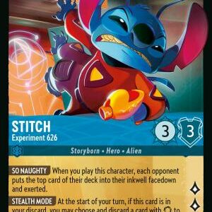 DISNEY LORCANA SINGLE CARDS: REIGN OF JAFAR #359: Stitch – Experiment 626 (Legendary Foil 166/204: NM)