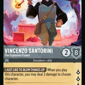 DISNEY LORCANA SINGLE CARDS: REIGN OF JAFAR #406: Vincenzo Santorini – The Explosives Expert (Rare Foil 197/20 DISNEY LORCANA SINGLE CARDS: REIGN OF JAFAR #406: Vincenzo Santorini – The Explosives Expert (Rare Foil 197/20