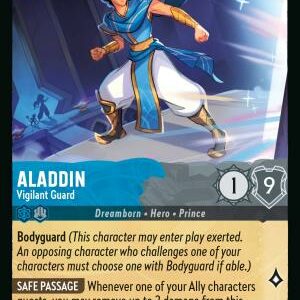 DISNEY LORCANA SINGLE CARDS: REIGN OF JAFAR #5: Aladdin – Vigilant Guard (Rare 170/204: NM)
