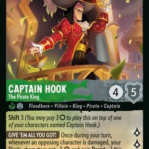 DISNEY LORCANA SINGLE CARDS: REIGN OF JAFAR #70: Captain Hook – The Pirate King (Rare Foil 109/204: NM)