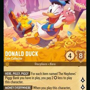 DISNEY LORCANA SINGLE CARDS: REIGN OF JAFAR #98: Donald Duck – Coin Collector (Super Rare 37/204: NM)