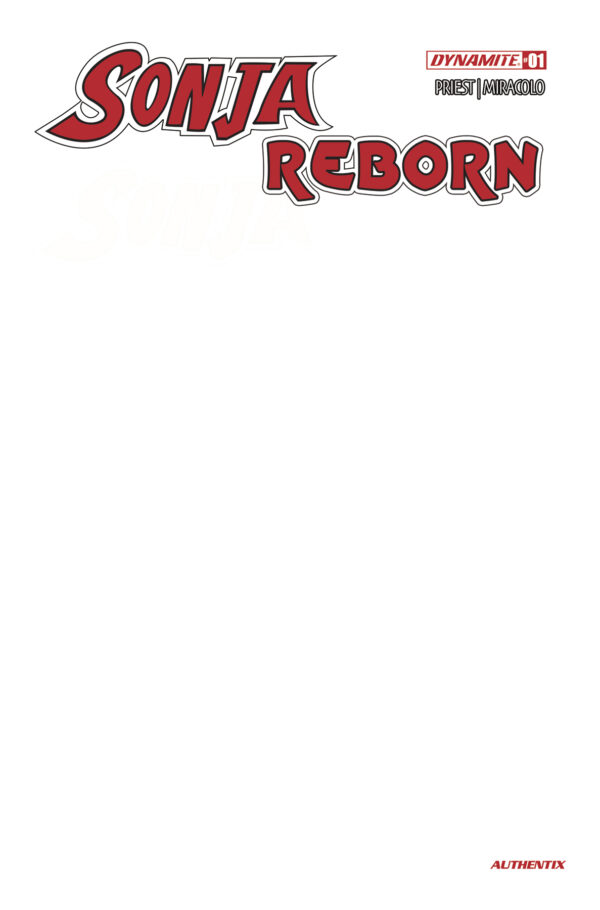 SONJA REBORN #1: Blank Authentix cover J