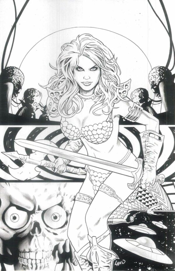 RED SONJA ATTACKS MARS #3: Greg Land Line Art RI cover F