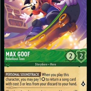 DISNEY LORCANA SINGLE CARDS: FABLED #236: Max Goof – Rebellious Teen (Rare 75/204: NM)