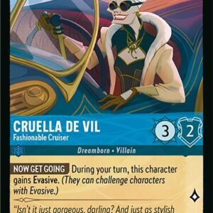 DISNEY LORCANA SINGLE CARDS: FABLED #79: Cruella De Vil – Fashionable Cruiser (Common 145/204: NM) DISNEY LORCANA SINGLE CARDS: FABLED #79: Cruella De Vil – Fashionable Cruiser (Common 145/204: NM)