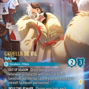DISNEY LORCANA SINGLE CARDS: FABLED #81: Cruella De Vil – Style Icon (Enchanted Holofoil 236/204: NM)
