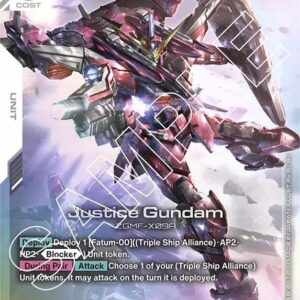 GUNDAM CARD GAME SET GD01: NEWTYPE RISING SINGLES #97: Justice Gundam (LR) Foil GD01-066 NM
