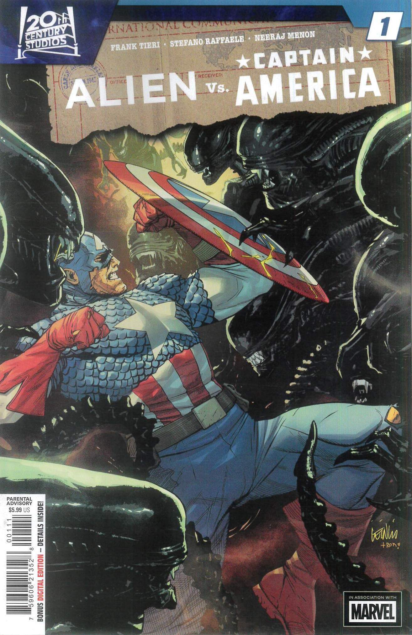 ALIEN VS CAPTAIN AMERICA #1: Leinil Francis Yu cover A ALIEN VS CAPTAIN AMERICA #1: Leinil Francis Yu cover A