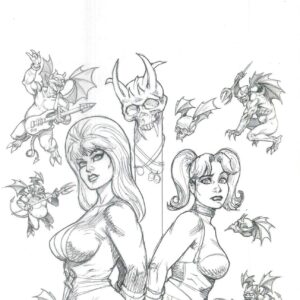 HARLEY QUINN X ELVIRA #2: Joseph Michael Linsner virgin Line Art RI cover U