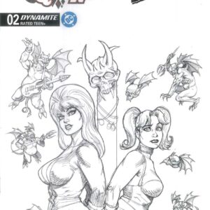HARLEY QUINN X ELVIRA #2: Joseph Michael Linsner Line Art RI cover T