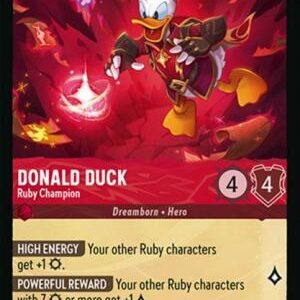 DISNEY LORCANA SINGLE CARDS: WHISPERS IN THE WELL #101: Donald Duck – Ruby Champion (Rare foil 121/204: NM)