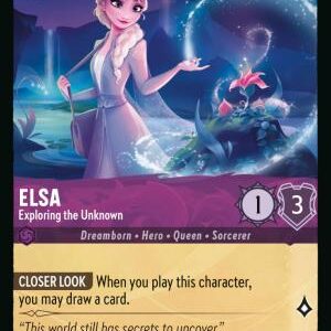 DISNEY LORCANA SINGLE CARDS: WHISPERS IN THE WELL #112: Elsa – Exploring the Unknown (Common 45/204: NM)