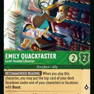 DISNEY LORCANA SINGLE CARDS: WHISPERS IN THE WELL #115: Emily Quackfaster – Level-Headed Librarian (Uncommon 80/204: