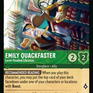 DISNEY LORCANA SINGLE CARDS: WHISPERS IN THE WELL #116: Emily Quackfaster – Level-Headed Librarian (Uncommon foil 80
