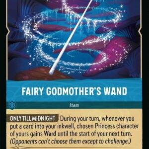DISNEY LORCANA SINGLE CARDS: WHISPERS IN THE WELL #121: Fairy Godmother’s Wand (Super Rare 168/204: NM)