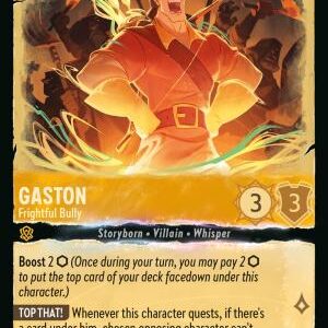 DISNEY LORCANA SINGLE CARDS: WHISPERS IN THE WELL #139: Gaston – Frightful Bully (Uncommon 2/204: NM)