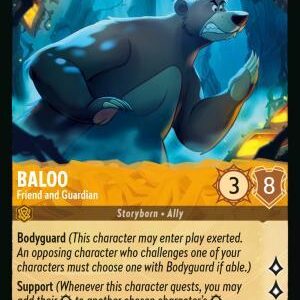 DISNEY LORCANA SINGLE CARDS: WHISPERS IN THE WELL #19: Baloo – Friend and Guardian (Rare foil 1/204: NM)