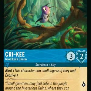 DISNEY LORCANA SINGLE CARDS: WHISPERS IN THE WELL #72: Cri-Kee – Good Luck Charm (Common 142/204: NM) DISNEY LORCANA SINGLE CARDS: WHISPERS IN THE WELL #72: Cri-Kee – Good Luck Charm (Common 142/204: NM)