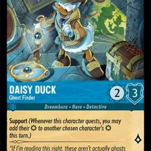 DISNEY LORCANA SINGLE CARDS: WHISPERS IN THE WELL #74: Daisy Duck – Ghost Finder (Common 141/204: NM) DISNEY LORCANA SINGLE CARDS: WHISPERS IN THE WELL #74: Daisy Duck – Ghost Finder (Common 141/204: NM)