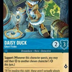 DISNEY LORCANA SINGLE CARDS: WHISPERS IN THE WELL #76: Daisy Duck – Ghost Finder (Common foil 141/204: NM) DISNEY LORCANA SINGLE CARDS: WHISPERS IN THE WELL #76: Daisy Duck – Ghost Finder (Common foil 141/204: NM)