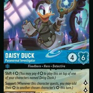 DISNEY LORCANA SINGLE CARDS: WHISPERS IN THE WELL #78: Daisy Duck – Paranormal Investigator (Legendary foil 154/204 DISNEY LORCANA SINGLE CARDS: WHISPERS IN THE WELL #78: Daisy Duck – Paranormal Investigator (Legendary foil 154/204