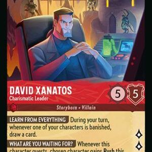DISNEY LORCANA SINGLE CARDS: WHISPERS IN THE WELL #82: David Xanatos – Charismatic Leader (Super Rare foil 116/204: