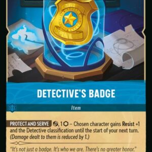 DISNEY LORCANA SINGLE CARDS: WHISPERS IN THE WELL #94: Detective’s Badge (Common 166/204: NM)