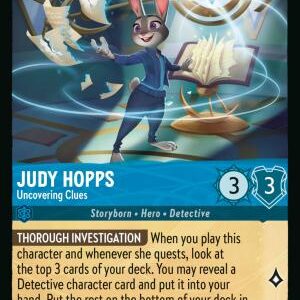DISNEY LORCANA SINGLE CARDS: WHISPERS IN THE WELL #222: Judy Hopps – Uncovering Clues (Super Rare 156/204: NM)