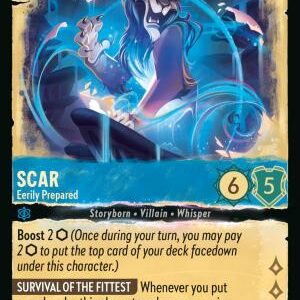 DISNEY LORCANA SINGLE CARDS: WHISPERS IN THE WELL #341: Scar – Eerily Prepared (Super Rare 153/204: NM)